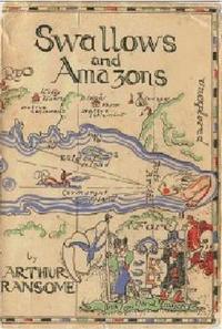 Front cover of book Swallows and Amazons by Arthur Ransome. Illustration of a hand-drawn map including a long river.